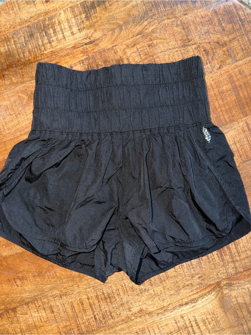FP Movement by Free People / Black High-Waist Smocked Women’s Shorts